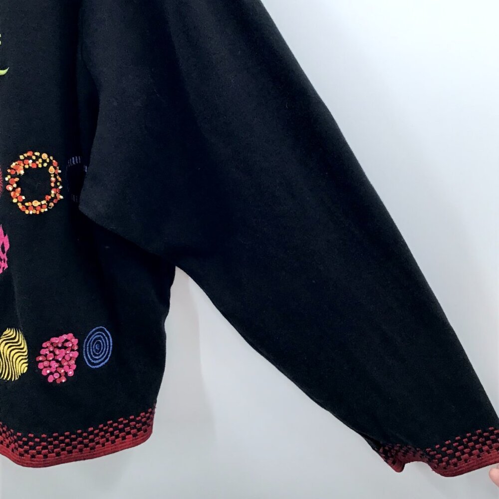 Vintage 2X Michael Simon Lite Y2K Cardigan Top Embroidered Beaded Textile Art - Picture 4 of 12